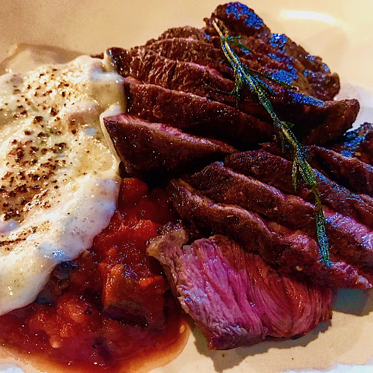 Beef with parmesan sauce